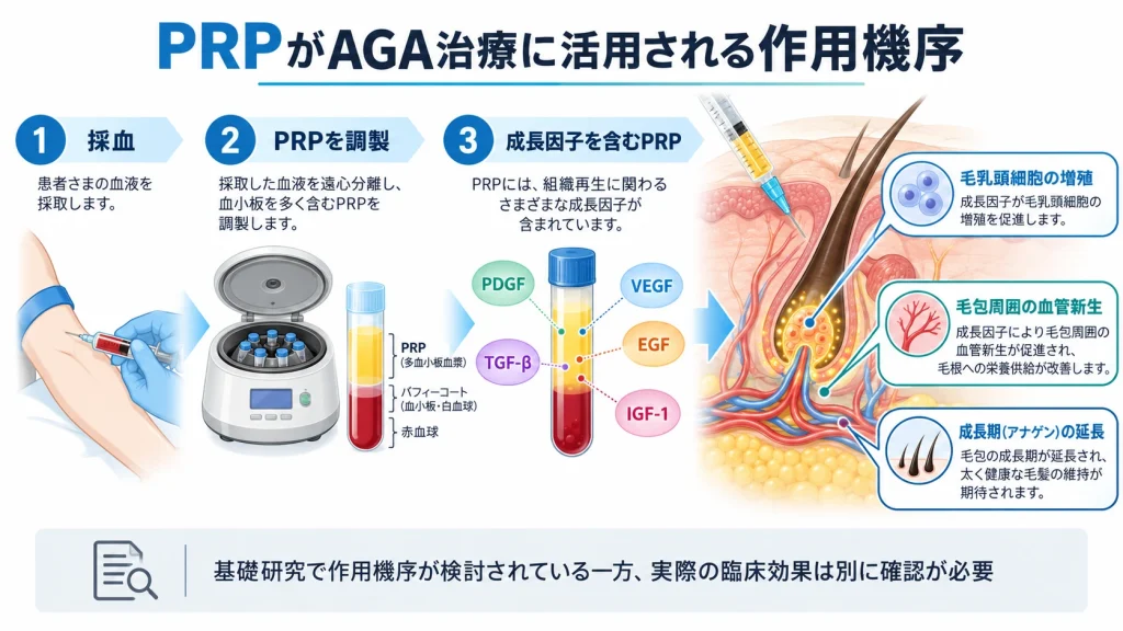 PRPがAGA治療に活用される作用機序と毛乳頭細胞・血管新生・毛周期への関与